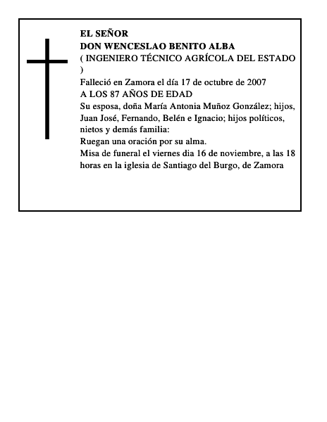 DON WENCESLAO BENITO ALBA