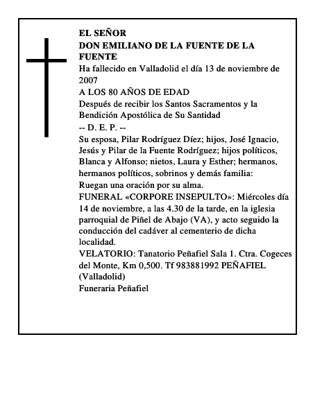 DON EMILIANO DE LA FUENTE DE LA FUENTE