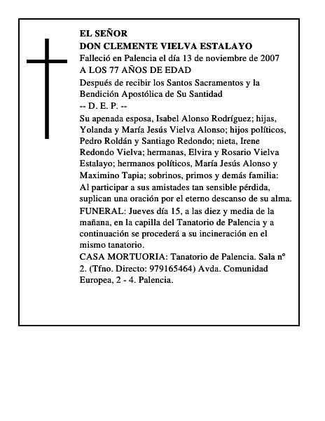 DON CLEMENTE VIELVA ESTALAYO