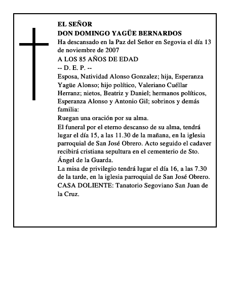 DON DOMINGO YAGÜE BERNARDOS