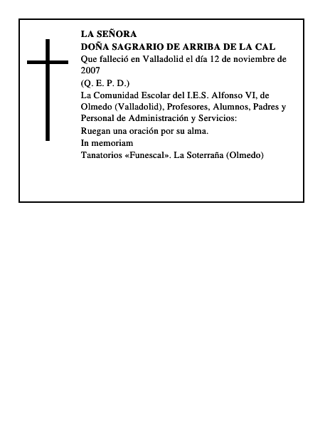 DOÑA SAGRARIO DE ARRIBA DE LA CAL