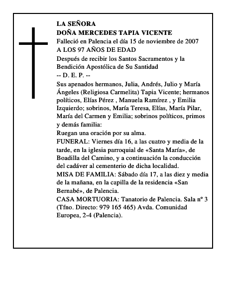 DOÑA MERCEDES TAPIA VICENTE