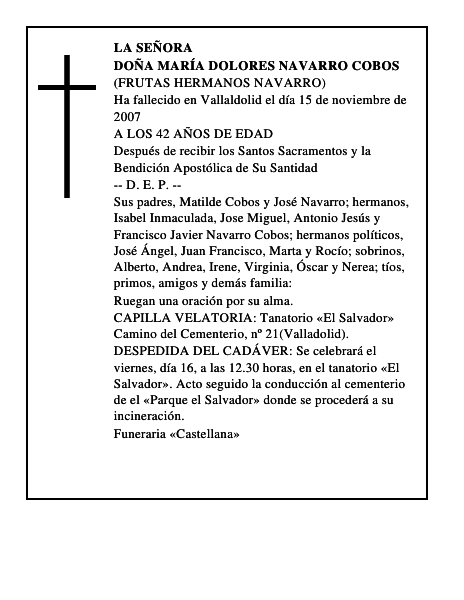 DOÑA MARÍA DOLORES NAVARRO COBOS
