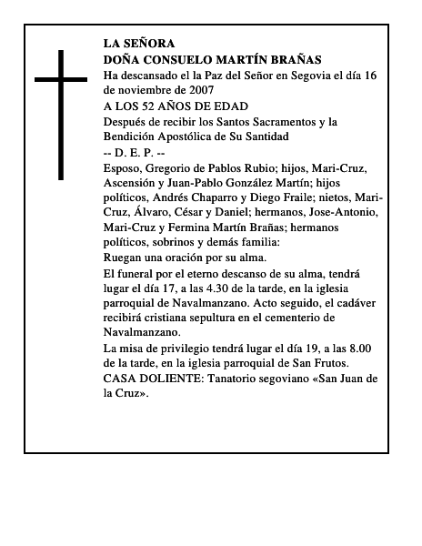 DOÑA CONSUELO MARTÍN BRAÑAS
