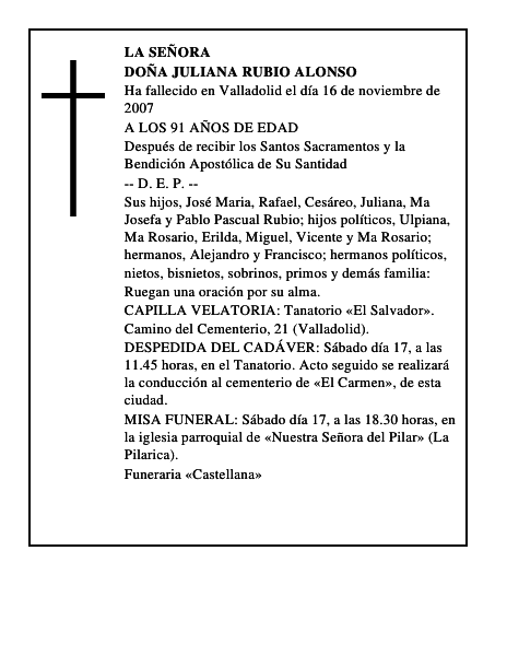 DOÑA JULIANA RUBIO ALONSO