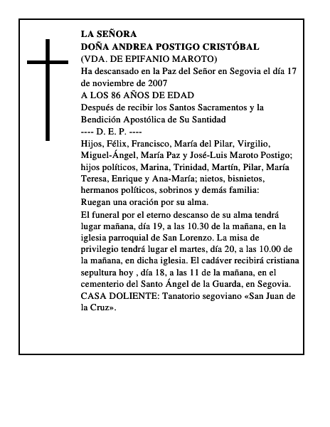 DOÑA ANDREA POSTIGO CRISTÓBAL