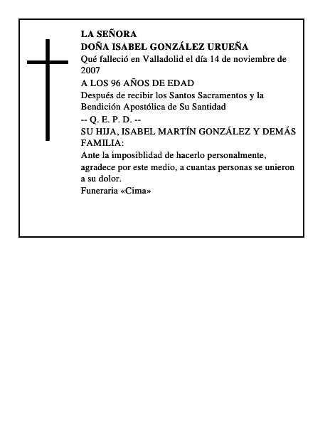 DOÑA ISABEL GONZÁLEZ URUEÑA