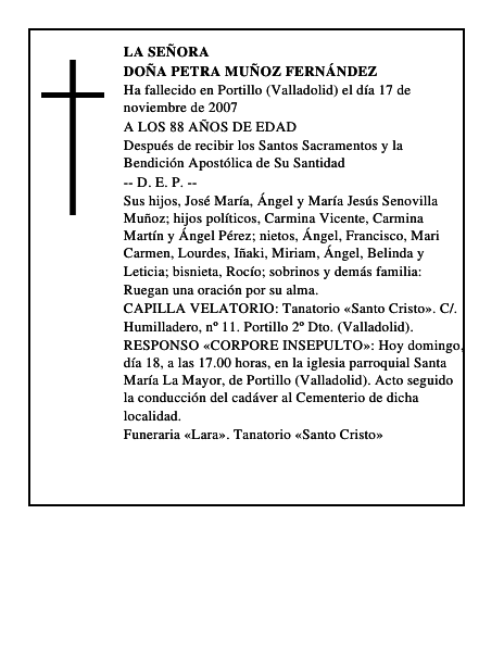 DOÑA PETRA MUÑOZ FERNÁNDEZ