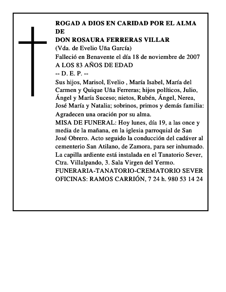 DON ROSAURA FERRERAS VILLAR
