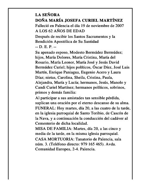 DOÑA MARÍA JOSEFA CURIEL MARTÍNEZ