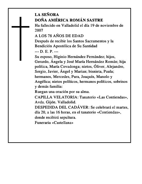 DOÑA AMÉRICA ROMÁN SASTRE
