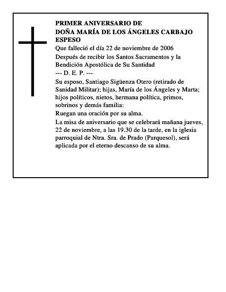DOÑA MARÍA DE LOS ÁNGELES CARBAJO ESPESO