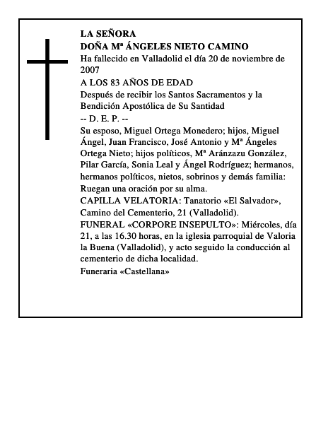 DOÑA Mª ÁNGELES NIETO CAMINO