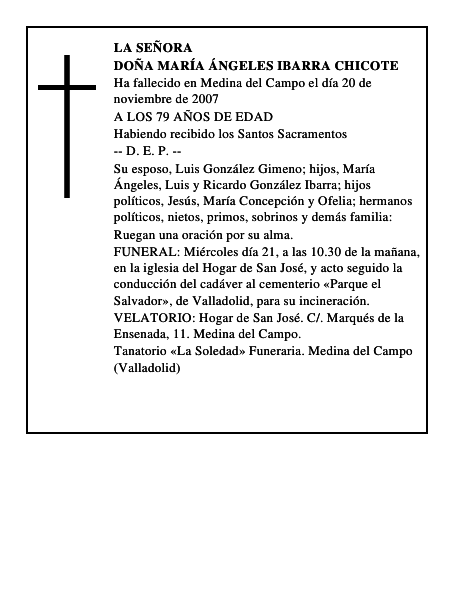 DOÑA MARÍA ÁNGELES IBARRA CHICOTE