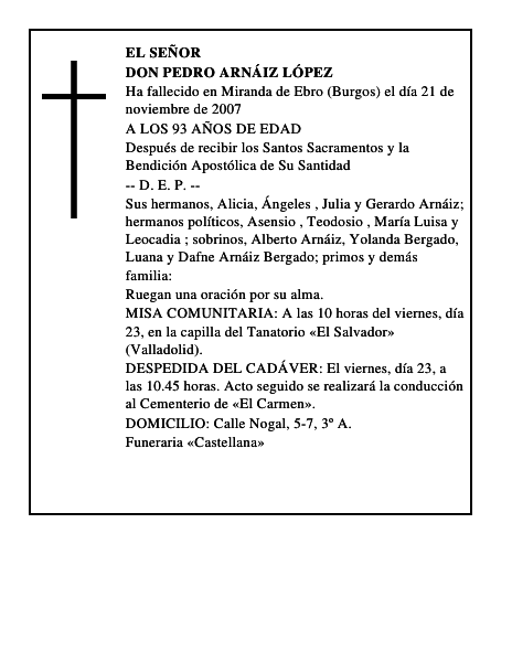 DON PEDRO ARNÁIZ LÓPEZ