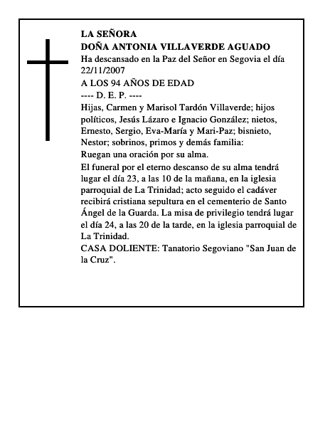 DOÑA ANTONIA VILLAVERDE AGUADO