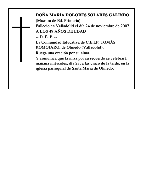 DOÑA MARÍA DOLORES SOLARES GALINDO