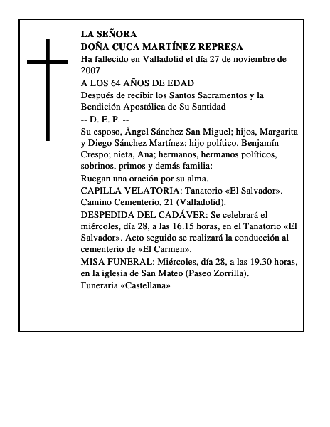 DOÑA CUCA MARTÍNEZ REPRESA