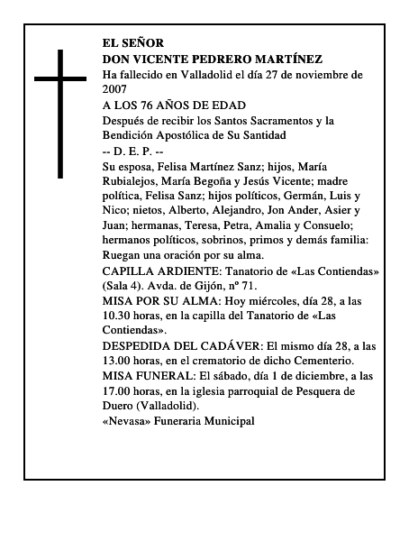 DON VICENTE PEDRERO MARTÍNEZ