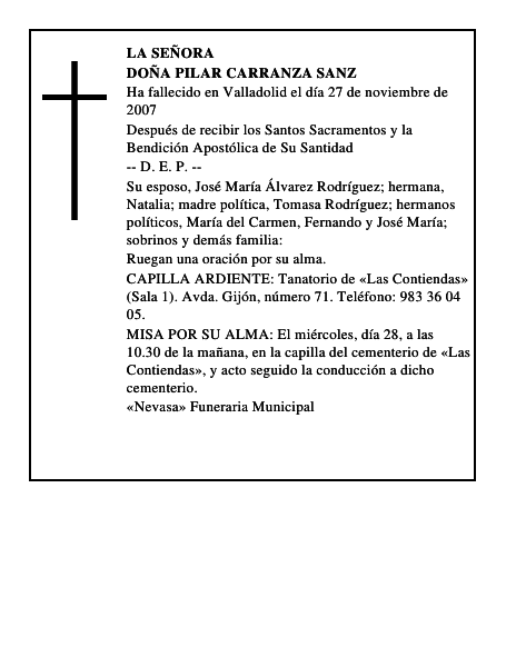 DOÑA PILAR CARRANZA SANZ