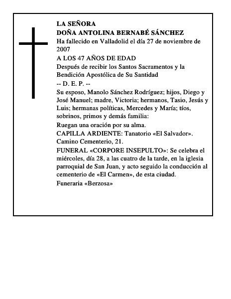 DOÑA ANTOLINA BERNABÉ SÁNCHEZ