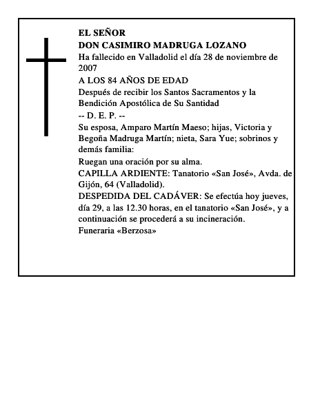 DON CASIMIRO MADRUGA LOZANO