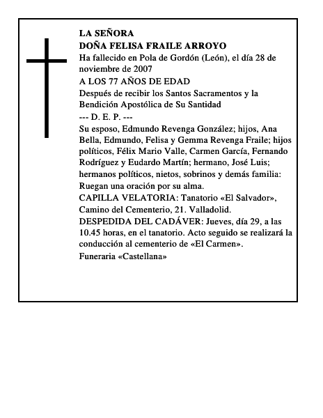 DOÑA FELISA FRAILE ARROYO
