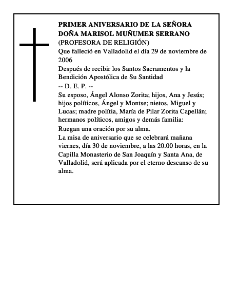 DOÑA MARISOL MUÑUMER SERRANO