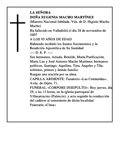 DOÑA EUGENIA MACHO MARTÍNEZ