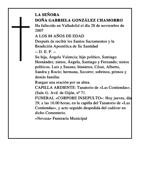 DOÑA GABRIELA GONZÁLEZ CHAMORRO