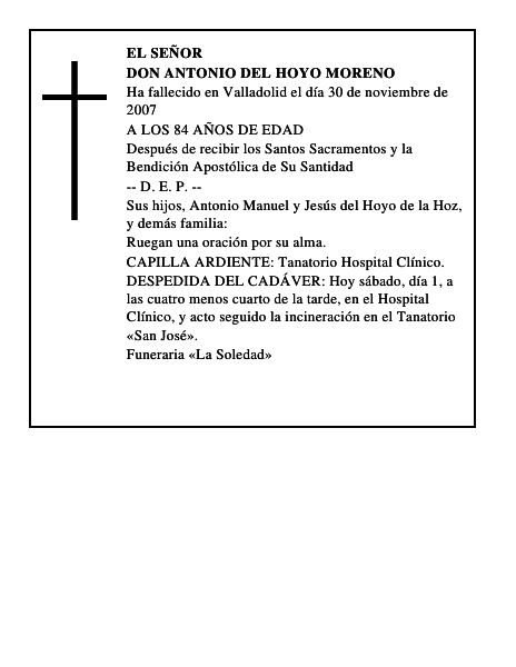 DON ANTONIO DEL HOYO MORENO