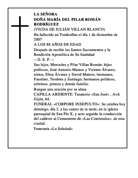 DOÑA MARÍA DEL PILAR ROMÁN RODRÍGUEZ