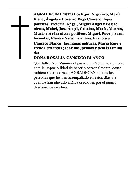 DOÑA ROSALÍA CANSECO BLANCO