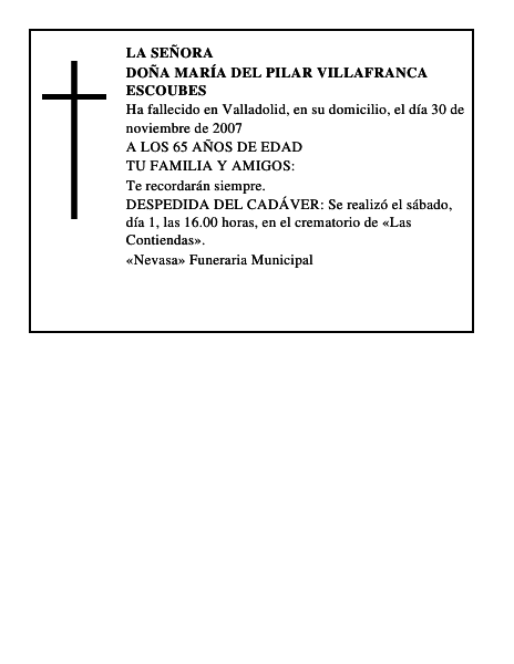 DOÑA MARÍA DEL PILAR VILLAFRANCA ESCOUBES