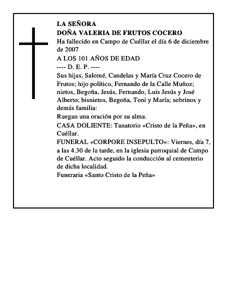 DOÑA VALERIA DE FRUTOS COCERO
