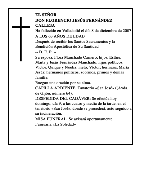 DON FLORENCIO JESÚS FERNÁNDEZ CALLEJA