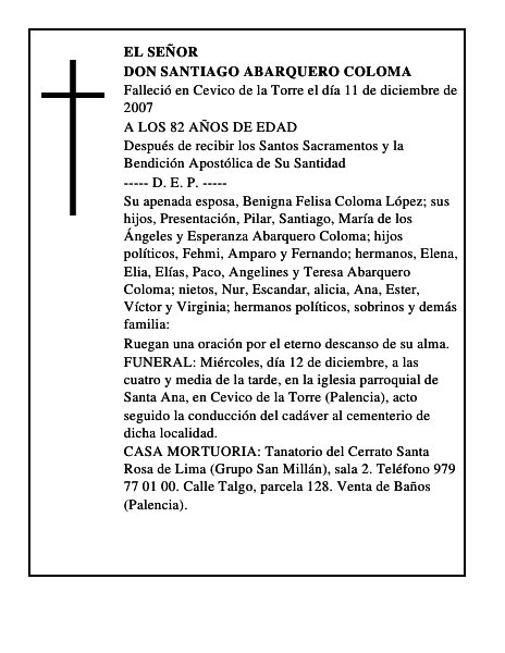 DON SANTIAGO ABARQUERO COLOMA