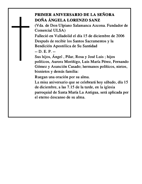 DOÑA ÁNGELA LORENZO SANZ