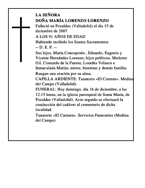 DOÑA MARÍA LORENZO LORENZO