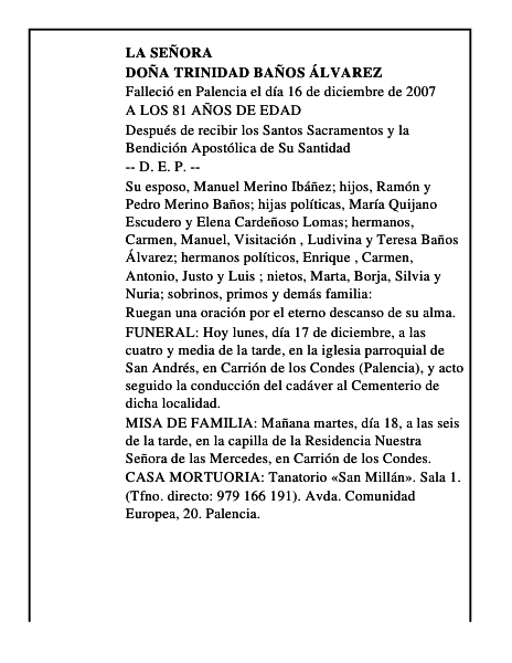 DOÑA TRINIDAD BAÑOS ÁLVAREZ