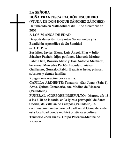 DOÑA FRANCISCA PACHÓN ESCUDERO