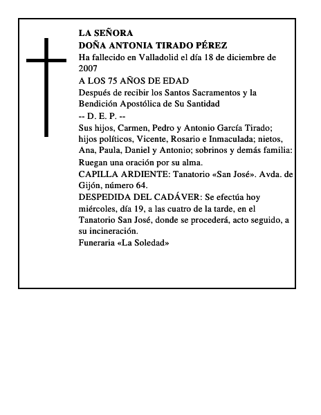 DOÑA ANTONIA TIRADO PÉREZ