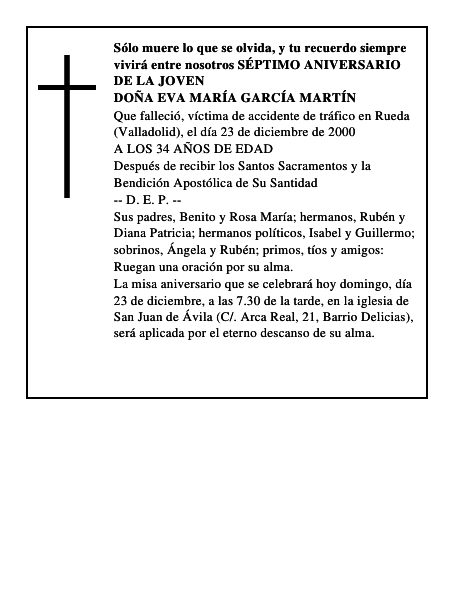 DOÑA EVA MARÍA GARCÍA MARTÍN