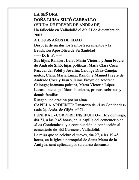 DOÑA LUISA SILIÓ CARBALLO