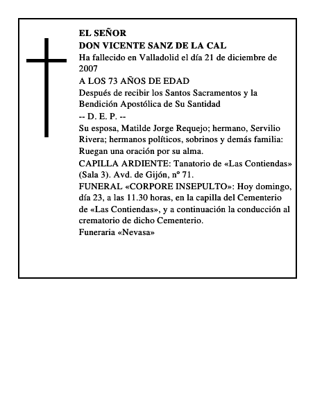 DON VICENTE SANZ DE LA CAL