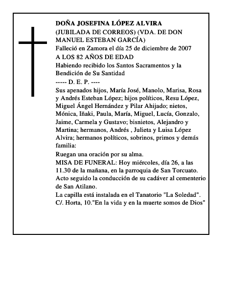DOÑA JOSEFINA LÓPEZ ALVIRA