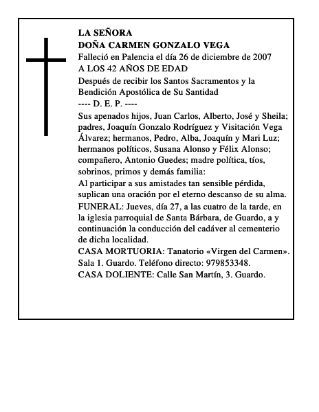 DOÑA CARMEN GONZALO VEGA