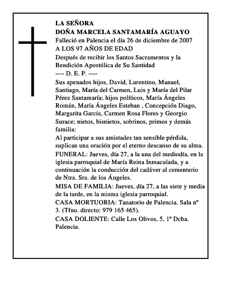 DOÑA MARCELA SANTAMARÍA AGUAYO