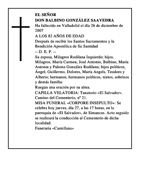 DON BALBINO GONZÁLEZ SAAVEDRA