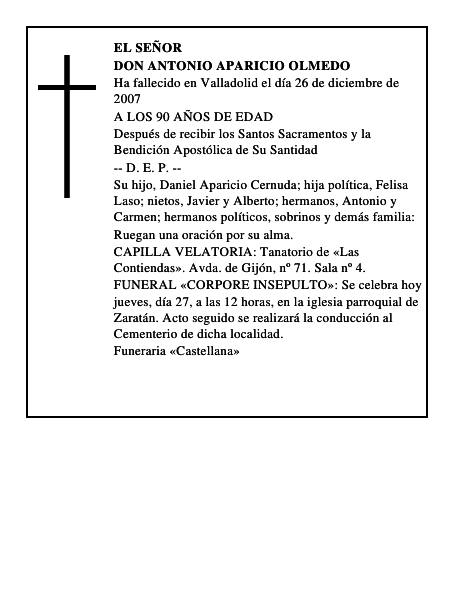 DON ANTONIO APARICIO OLMEDO
